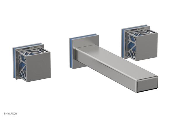 Phylrich - Jolie Wall Tub Set Square Handles With Light Blue Accents