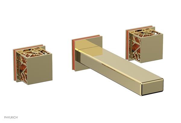 Phylrich - Jolie Wall Tub Set Square Handles With Orange Accent