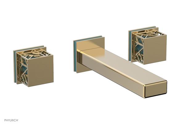 Phylrich - Jolie Wall Tub Set Square Handles With Turquoise Accents