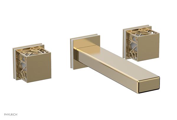 Phylrich - Jolie Wall Tub Set Square Handles With Gloss White Accents Gloss White Accents