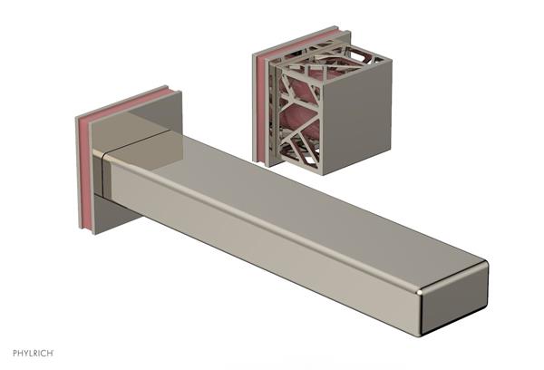 Phylrich - Jolie Single Handle Wall Lavatory Set Square Handle With Pink Accents