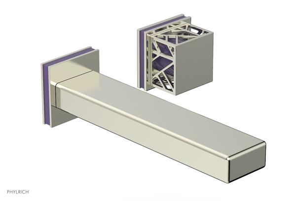 Phylrich - Jolie Single Handle Wall Lavatory Set Square Handle With Purple Accents