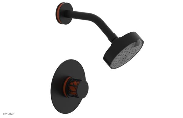 Phylrich - Jolie Pressure Balance Shower Set Round Handle With Orange Accent