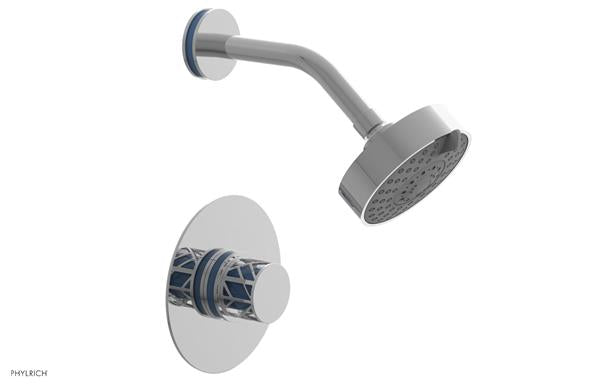 Phylrich - Jolie Pressure Balance Shower Set Round Handle With Light Blue Accents