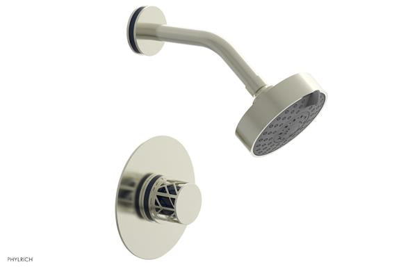 Phylrich - Jolie Pressure Balance Shower Set Round Handle With Navy Blue Accents