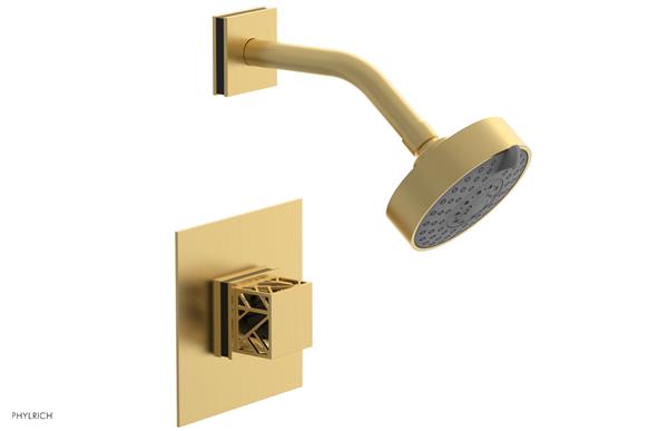 Phylrich - Jolie Pressure Balance Shower Set Square Handle Gloss Black Accents