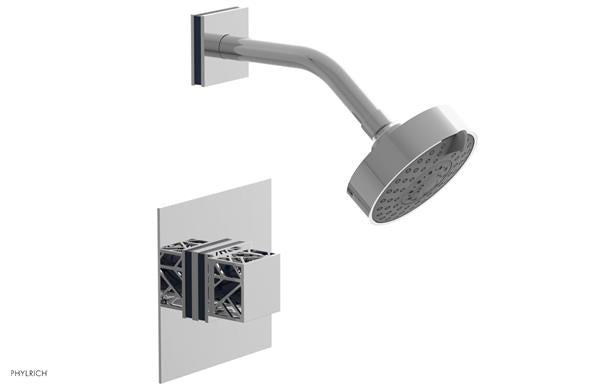 Phylrich - Jolie Pressure Balance Shower Set Square Handle With Navy Blue Accents