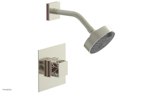 Phylrich - Jolie Pressure Balance Shower Set Square Handle With Pink Accents