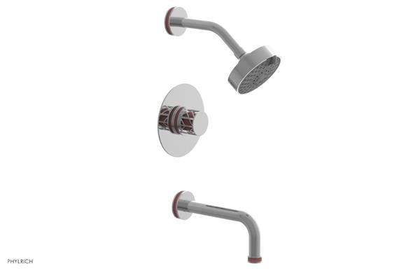 Phylrich - Jolie Pressure Balance Tub and Shower Set Round Handle With Pink Accents