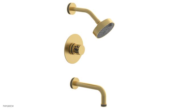 Phylrich - Jolie Pressure Balance Tub and Shower Set Round Handle With Grey Accents