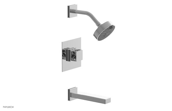 Phylrich - Jolie Pressure Balance Tub and Shower Set Square Handle With Grey Accents