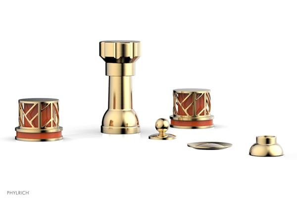 Phylrich - Jolie Four Hole Bidet Set Round Handles With Orange Accent