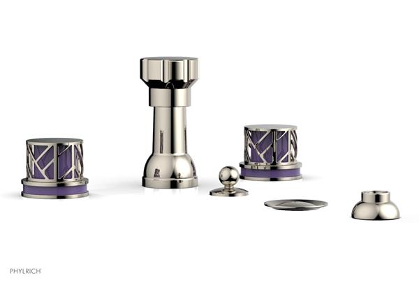 Phylrich - Jolie Four Hole Bidet Set Round Handles With Purple Accents