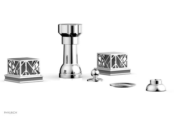 Phylrich - Jolie Four Hole Bidet Set Square Handles With Grey Accents