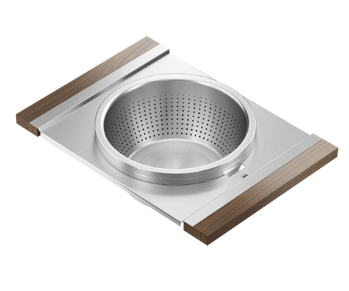 Julien - Serving Board, bowl and colander for 16 inch sink, walnut handles, 12X17X4