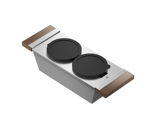 Julien - Serving bin with bowls (2) for 16 inch sink, walnut handles, 6X17X4