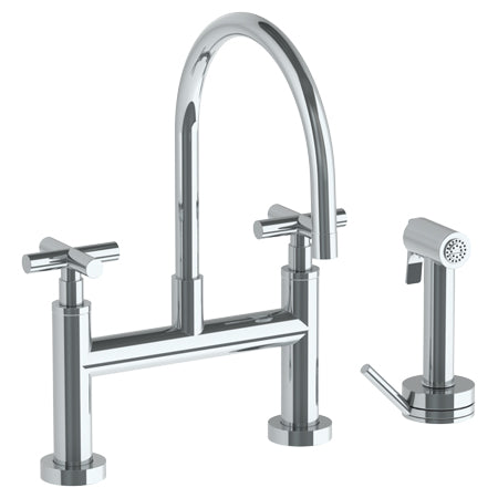 Watermark - Loft 2.0 Deck Mounted Bridge Gooseneck Kitchen Faucet With Independent Side Spray
