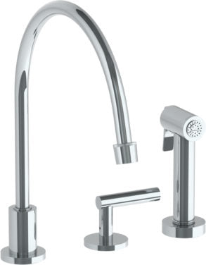 Watermark - Loft 2.0 Deck Mounted 3 Hole Extended Gooseneck Kitchen Set - Includes Side Spray