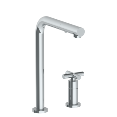 Watermark - Loft 2.0 Deck Mounted 2 Hole Square Top Kitchen Faucet with Pull Out Spray