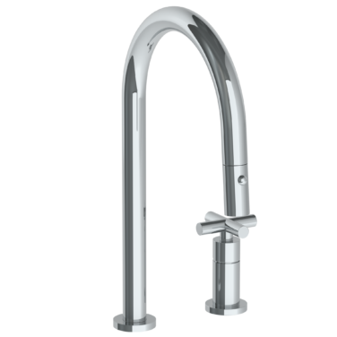 Watermark - Loft 2.0 Deck Mounted 2 Hole Gooseneck Kitchen Faucet with Pull Down Spray