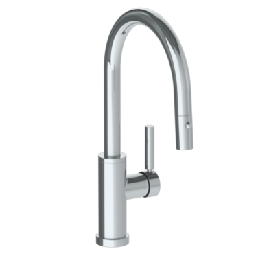 Watermark - Loft 2.0 Deck Mounted 1 Hole Gooseneck Kitchen Faucet with Pull Down Spray - Low Spout