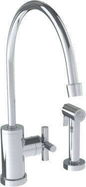 Watermark - Loft 2.0 Deck Mounted 2 Hole Extended Gooseneck Kitchen Set - Includes Side Spray