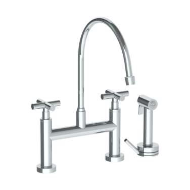 Watermark - Loft 2.0 Deck Mounted Bridge Extended Gooseneck Kitchen Faucet with Independent Side Spray