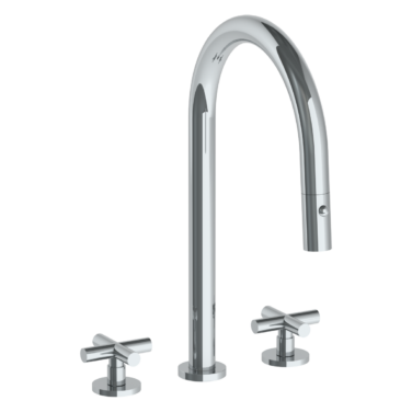 Watermark - Loft 2.0 Deck Mounted 3 Hole Gooseneck Kitchen Faucet with Pull Down Spray