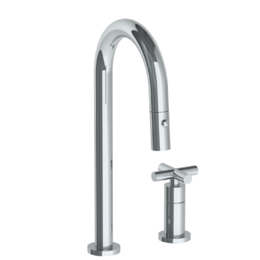 Watermark - Loft 2.0 Deck Mounted 2 Hole Gooseneck Prep Faucet with Pull Down Spray