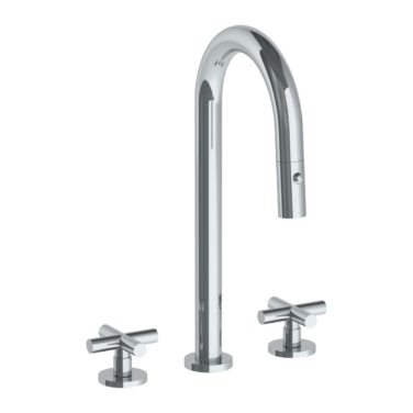 Watermark - Loft 2.0 Deck Mounted 3 Hole Gooseneck Prep Faucet with Pull Down Spray
