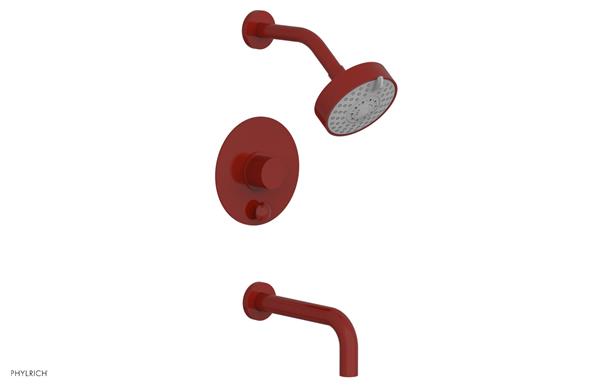 Phylrich - Basic II Pressure Balance Tub/Shower Set Round Plate - Smooth Handle