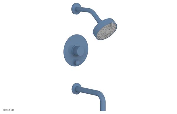 Phylrich - Basic II Pressure Balance Tub/Shower Set Round Plate - Smooth Handle