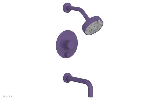 Phylrich - Basic II Pressure Balance Tub/Shower Set Round Plate - Smooth Handle