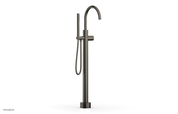 Phylrich - Basic II Tall Floor Mount Tub Filler with Hand Shower - Smooth Handle