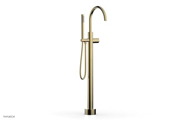 Phylrich - Basic II Tall Floor Mount Tub Filler with Hand Shower - Smooth Handle
