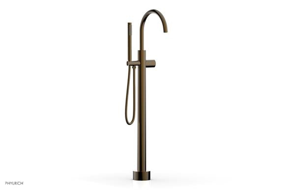 Phylrich - Basic II Tall Floor Mount Tub Filler with Hand Shower - Smooth Handle