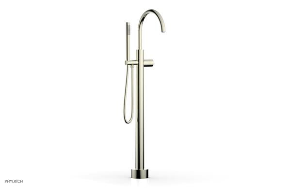 Phylrich - Basic II Tall Floor Mount Tub Filler with Hand Shower - Smooth Handle