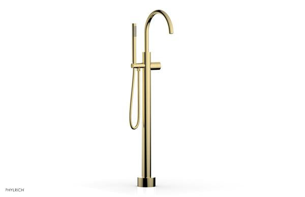 Phylrich - Basic II Tall Floor Mount Tub Filler with Hand Shower - Smooth Handle