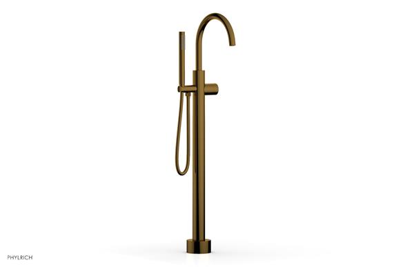 Phylrich - Basic II Tall Floor Mount Tub Filler with Hand Shower - Smooth Handle