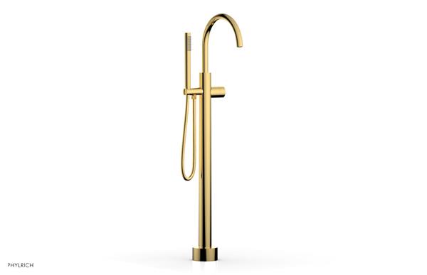 Phylrich - Basic II Tall Floor Mount Tub Filler with Hand Shower - Smooth Handle