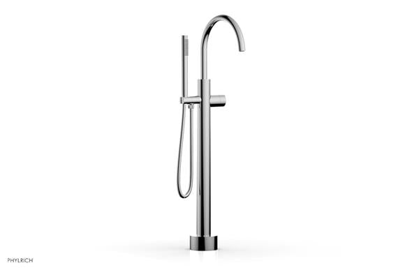 Phylrich - Basic II Low Floor Mount Tub Filler with Hand Shower - Smooth Handle