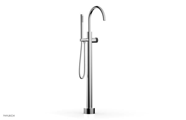 Phylrich - Basic II Tall Floor Mount Tub Filler with Hand Shower - Marble Handle