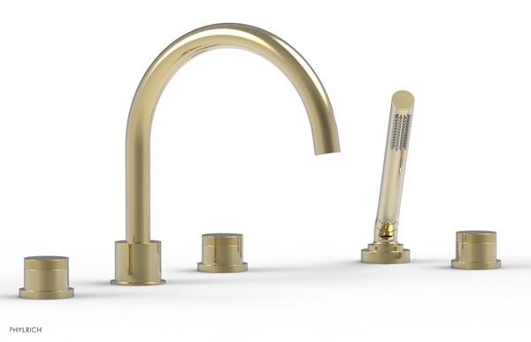 Phylrich - Basic II Deck Tub Set W/Handshower Trim Only  Knurled Handles