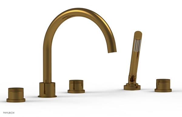 Phylrich - Basic II Deck Tub Set W/Handshower Trim Only  Knurled Handles