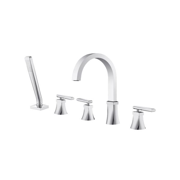 Flusso - Five Hole Deck Mounted Roman Tub Faucet With Hand Shower