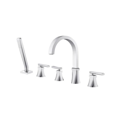 Flusso - Five Hole Deck Mounted Roman Tub Faucet With Hand Shower