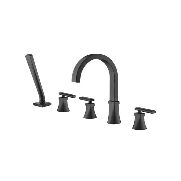 Flusso - Five Hole Deck Mounted Roman Tub Faucet With Hand Shower