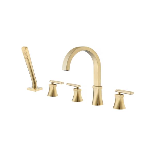 Flusso - Five Hole Deck Mounted Roman Tub Faucet With Hand Shower