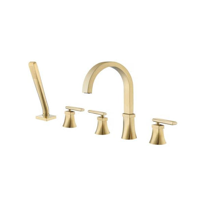 Flusso - Five Hole Deck Mounted Roman Tub Faucet With Hand Shower