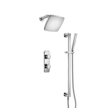 Flusso - Two Output Shower Set With Shower Head, Hand Held And Slide Bar